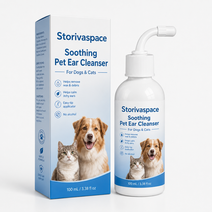 🐾 Soothing Pet Ear Cleanser – Gentle Wax, Odor & Itchy Ear Care for Dogs & Cats 💙