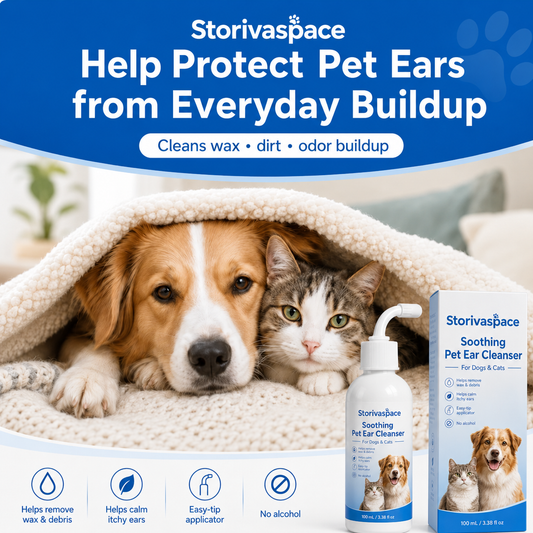 🐾 Soothing Pet Ear Cleanser – Gentle Wax, Odor & Itchy Ear Care for Dogs & Cats 💙