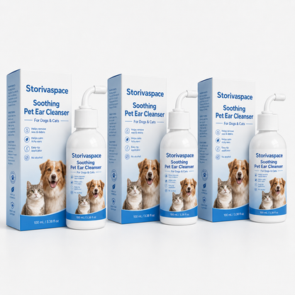 🐾 Soothing Pet Ear Cleanser – Gentle Wax, Odor & Itchy Ear Care for Dogs & Cats 💙