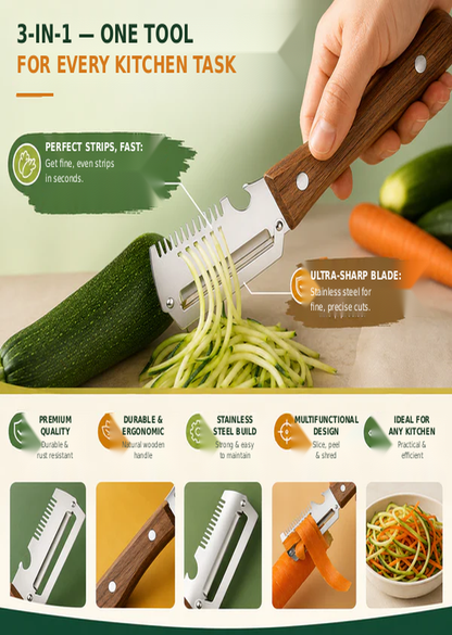 🔥Buy one, get one free—buy more, get more—wooden-handled julienne peeler!🔥